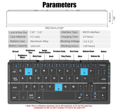Mini folding Bluetooth keyboard with magnetic stand 2
