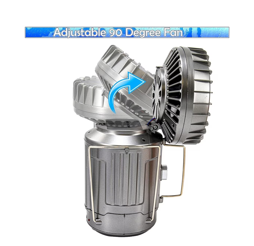 Solar Light and Fan All-in-One - 6-in-1 Portable Foldable Rechargeable Camping Light and Fan