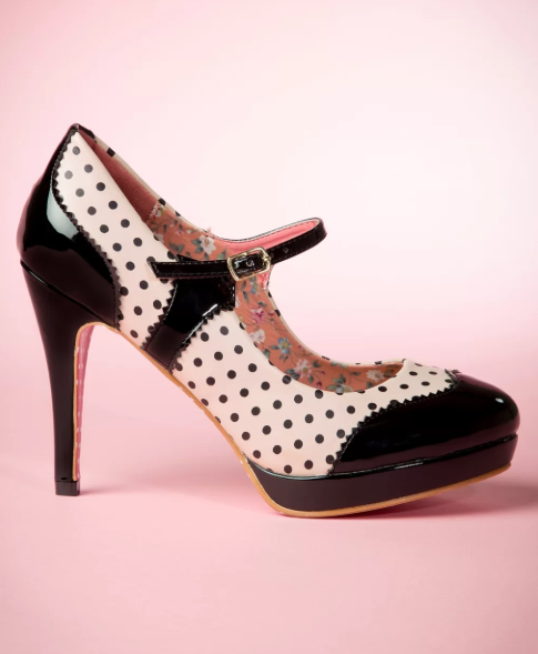 Mary Jane Pumps in Black and Nude