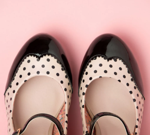 Mary Jane Pumps in Black and Nude
