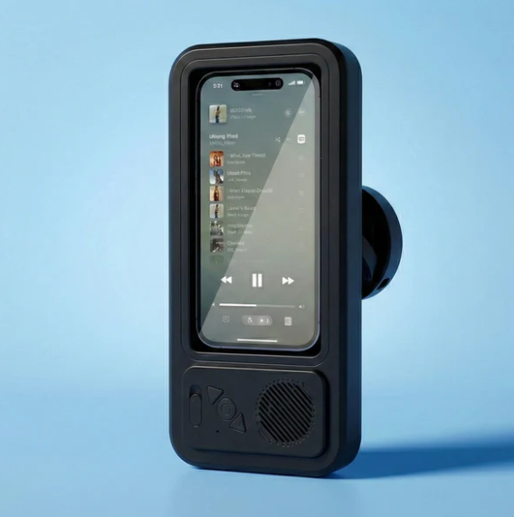 Waterproof touch screen phone holder with Bluetooth speaker for bathroom
