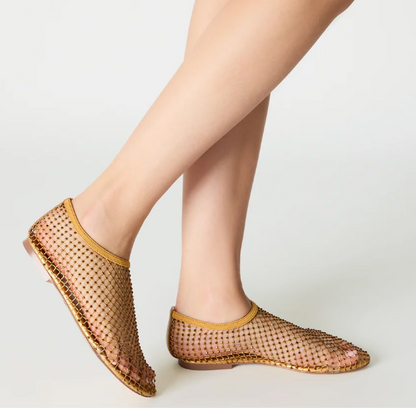 Sexy openwork rhinestone flat shoes
