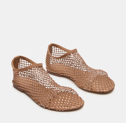 Sexy openwork rhinestone flat shoes