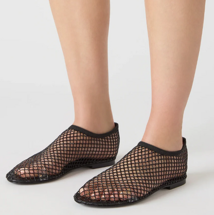 Sexy openwork rhinestone flat shoes