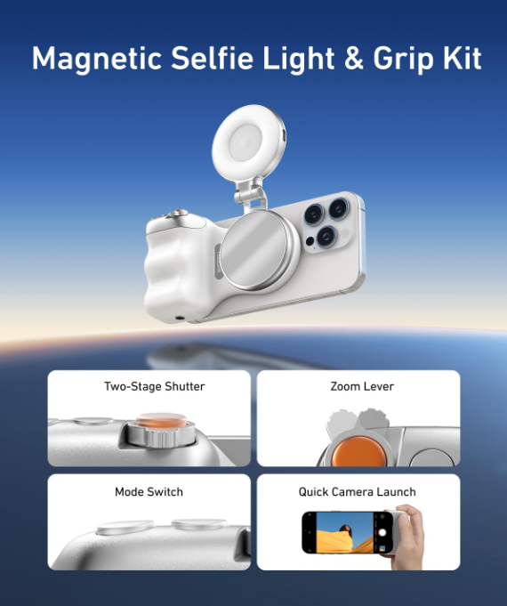Magnetic phone camera grip + C03 magnetic selfie fill light set