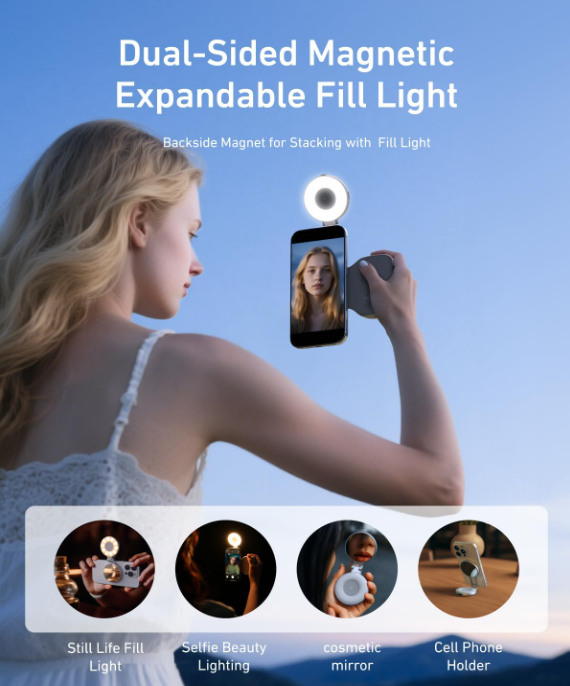 Magnetic phone camera grip + C03 magnetic selfie fill light set