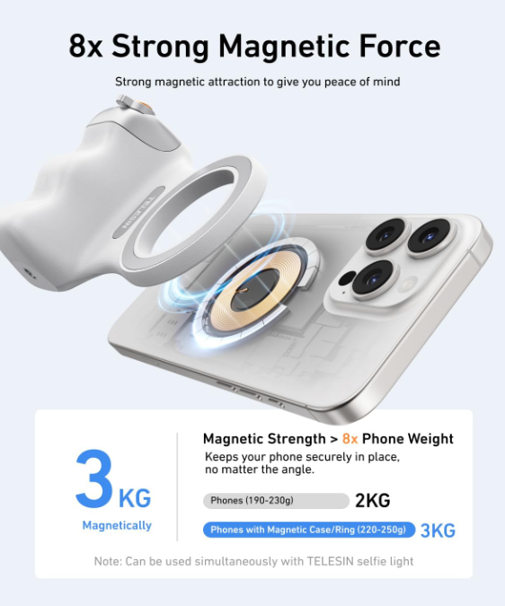 Magnetic phone camera grip + C03 magnetic selfie fill light set