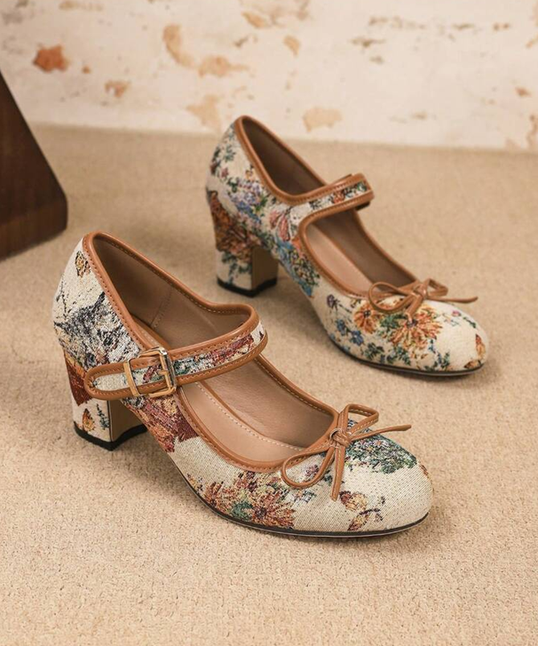 Mary Jane high heels, T-strap round toe shoes