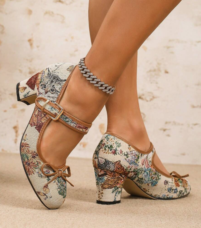 Mary Jane high heels, T-strap round toe shoes