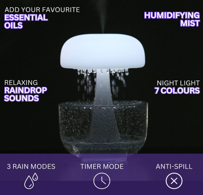 RainCloud Humidifier - Jellyfish Night Light and Essential Oil Diffuser