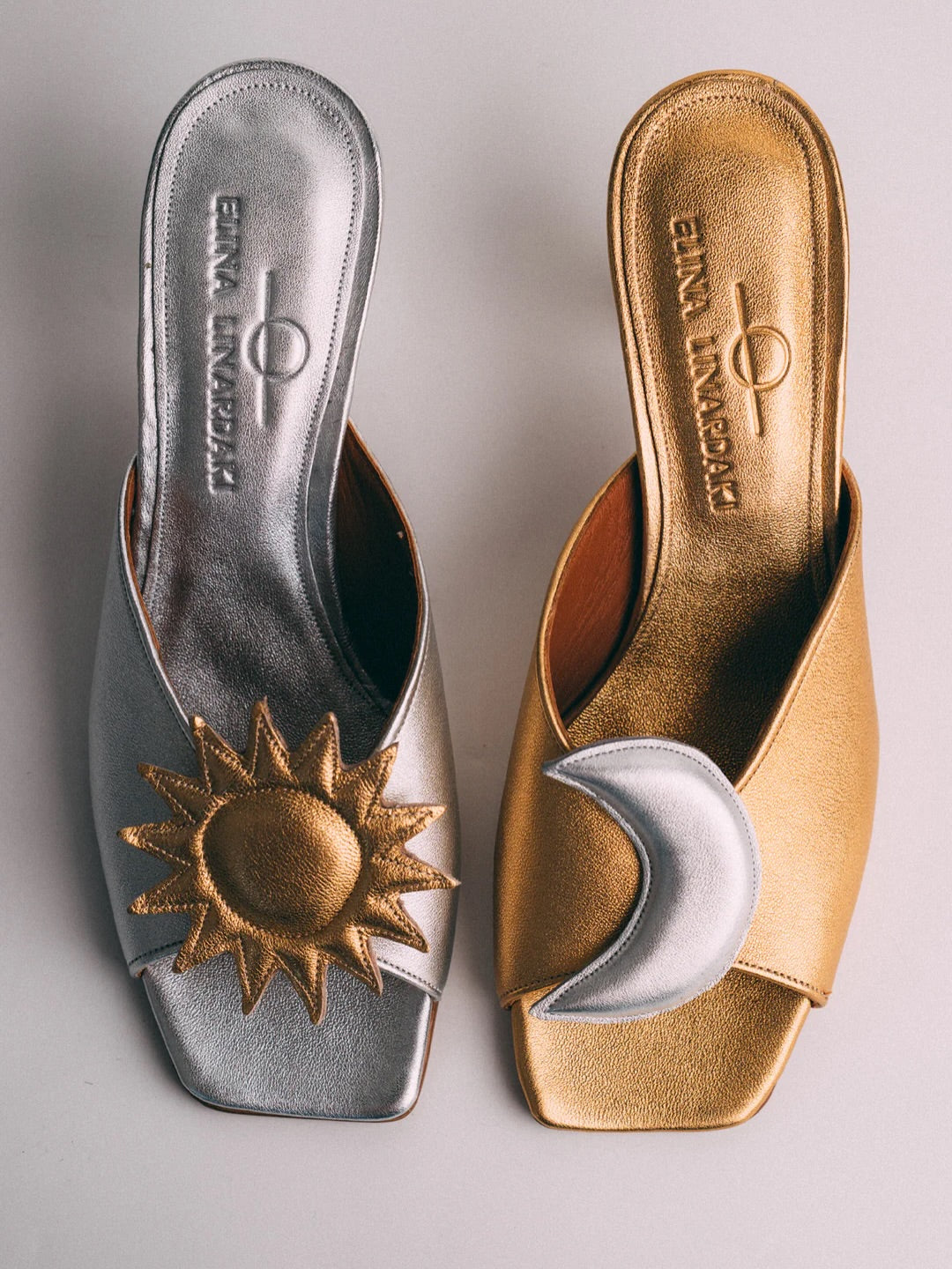 Shiny Metallic Leather Sandals