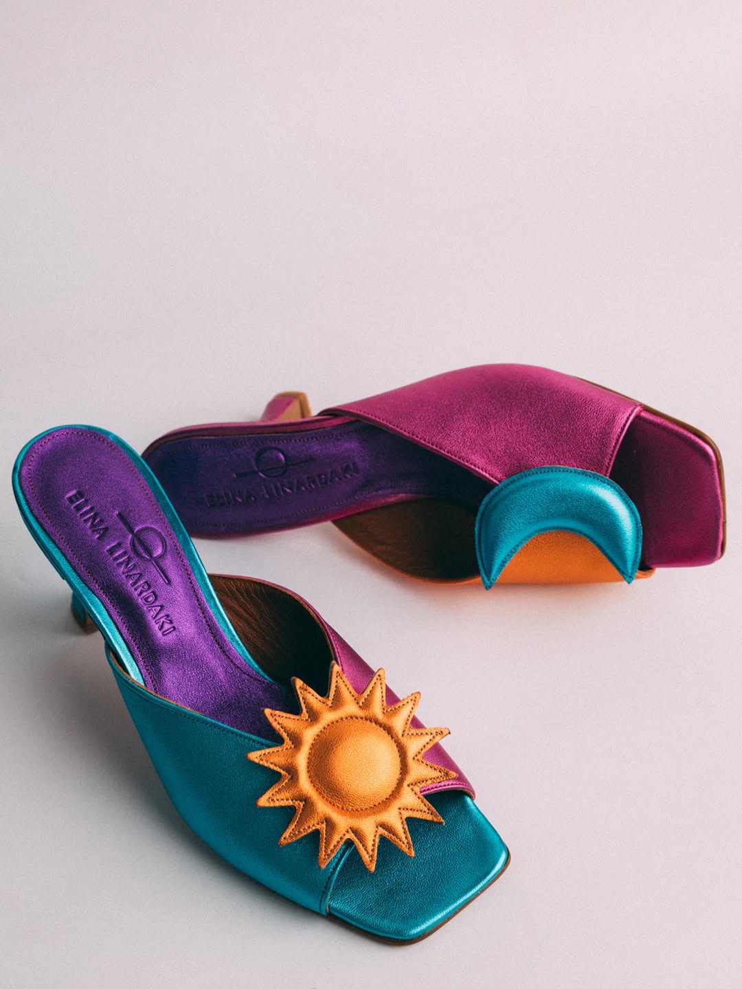 Shiny Metallic Leather Sandals