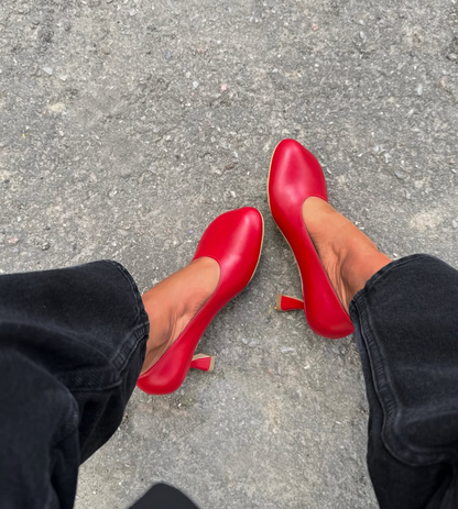 Genuine leather high heels