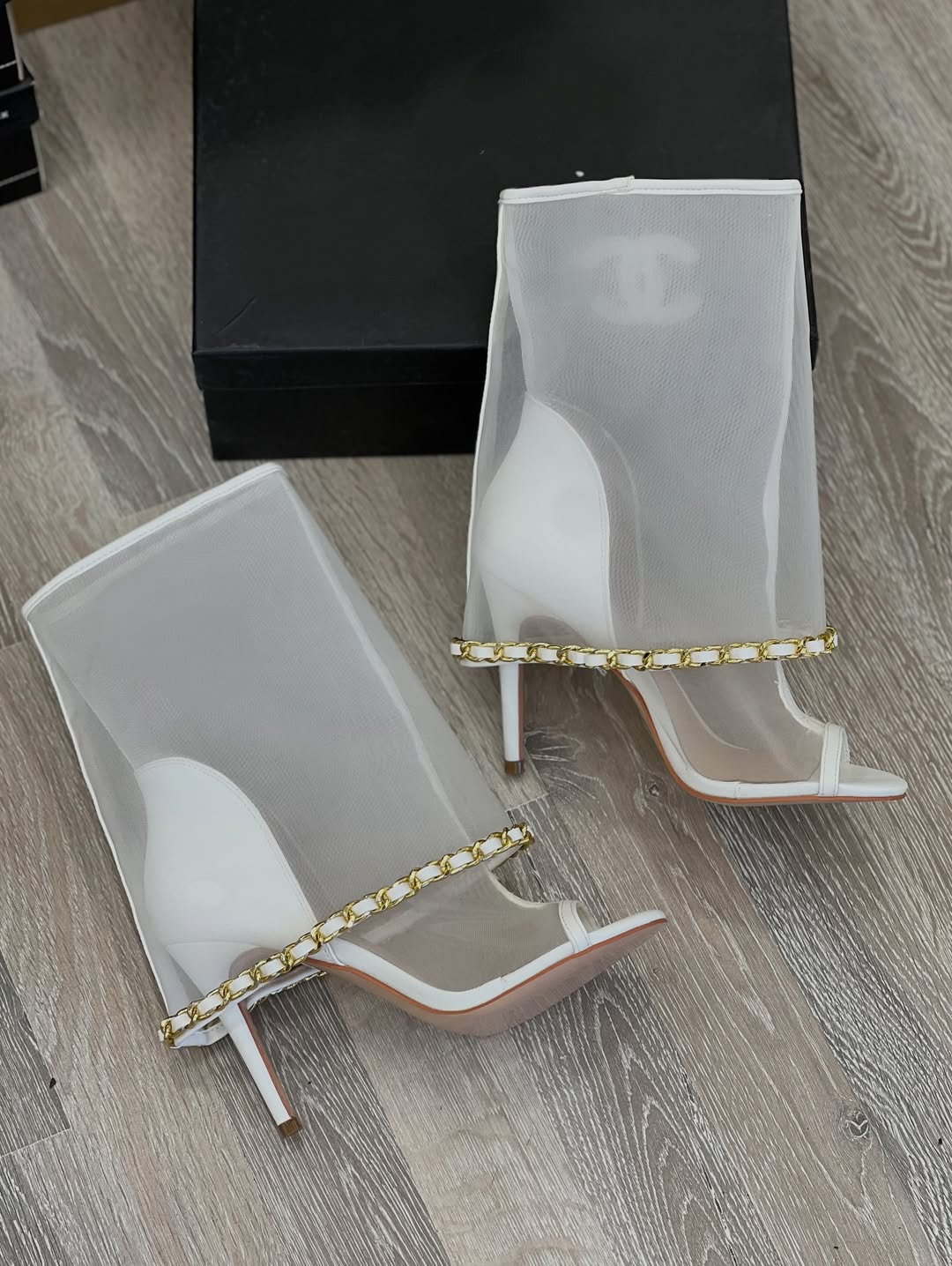 Mesh stiletto ankle boots