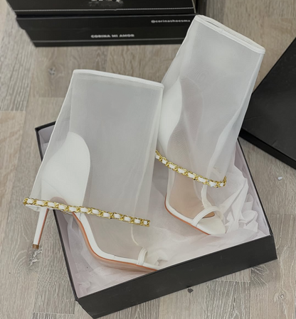 Mesh stiletto ankle boots
