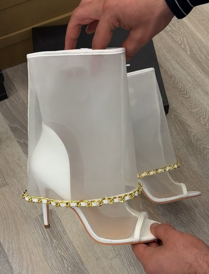 Mesh stiletto ankle boots