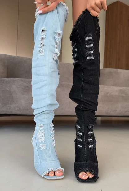Over-the-knee cowboy boots