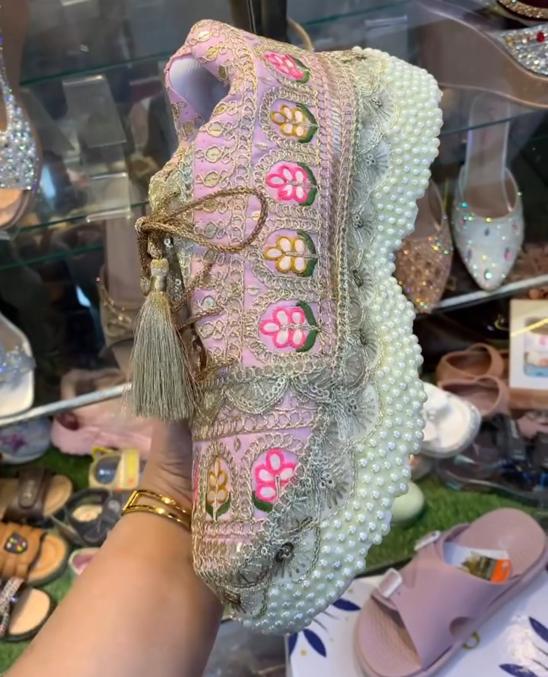 Heavily Embellished Pearl Casual Shoes