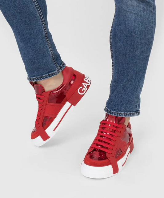 leather low trainers